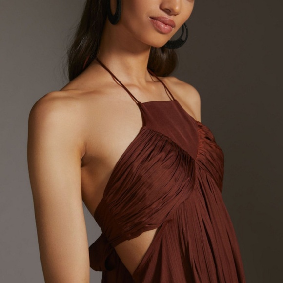 TIE-BACK HALTER MAXI DRESS XL Crimson - Picture 3 of 16